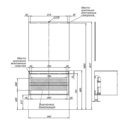 Мебель для ванной Aquanet Lino 90 Дуб Веллингтон Мебель для ванной Aquanet Lino 90 Дуб Веллингтон