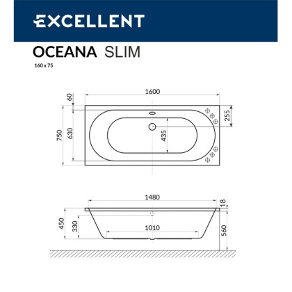 Ванна EXCELLENT Oceana Slim 160x75 "SOFT" (золото) Ванна EXCELLENT Oceana Slim 160x75 "SOFT" (золото)