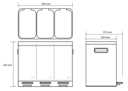Контейнер для сортировки мусора Bemeta Home 104315262 Нержавеющая сталь Черный матовый, 3× 14 l Контейнер для сортировки мусора Bemeta Home 104315262 Нержавеющая сталь Черный матовый, 3× 14 l