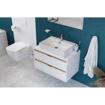 Тумба под накладную раковину EXCELLENT Tuto 80 см (белый/дуб), 2 ящика