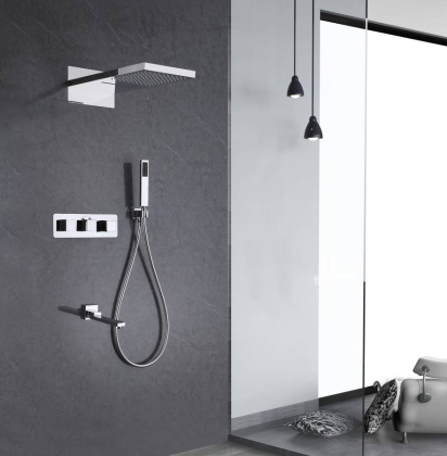Душевая система ABBER Daheim AF8253 скрытого монтажа с изливом, термостат, хром Душевая система ABBER Daheim AF8253 скрытого монтажа с изливом, термостат, хром