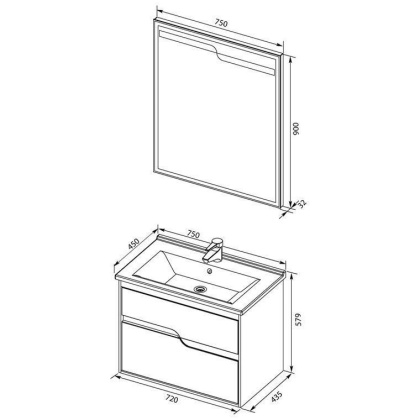 Мебель для ванной Aquanet Модена 75 белый Мебель для ванной Aquanet Модена 75 белый