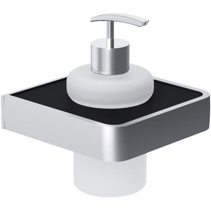 Стеклянный диспенсер для жидкого мыла Jupiter с настенным держателем, 15,3х12х12,1 см, цвет черный с серебром, DA7736900