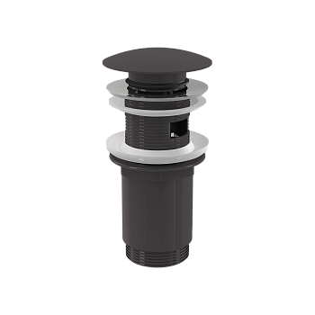 Донный клапан сифона для умывальника CLICK/CLACK 5/4", цельнометаллический с переливом и большой заглушкой, GUN METAL-мат Донный клапан сифона для умывальника CLICK/CLACK 5/4", цельнометаллический с переливом и большой заглушкой, GUN METAL-мат