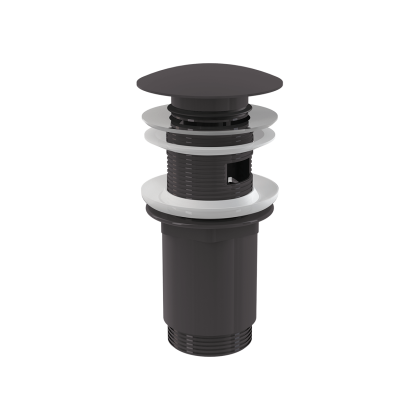 Донный клапан сифона для умывальника CLICK/CLACK 5/4", цельнометаллический с переливом и большой заглушкой, GUN METAL-мат Донный клапан сифона для умывальника CLICK/CLACK 5/4", цельнометаллический с переливом и большой заглушкой, GUN METAL-мат