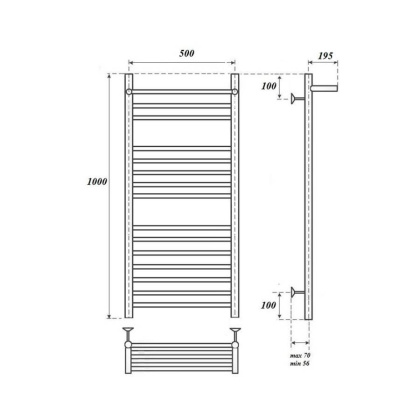 Полотенцесушитель электрический Point Аврора PN10150SPE П14 500x1000 с полкой левый/правый, хром Полотенцесушитель электрический Point Аврора PN10150SPE П14 500x1000 с полкой левый/правый, хром