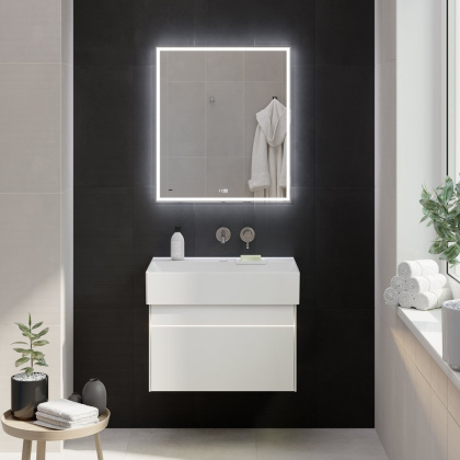 Зеркало TECNO c LED 70 с подсветкой, с функцией антизапотевание, белый глянцевый