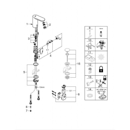 Смеситель для раковины Grohe Eurosmart Cosmopolitan E 36327001 хром Смеситель для раковины Grohe Eurosmart Cosmopolitan E 36327001 хром