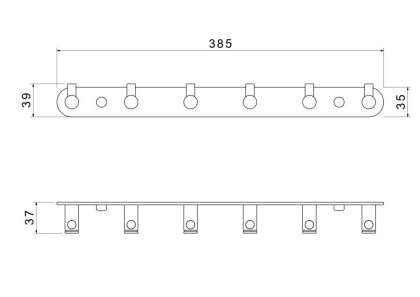 Планка с 6 крючками AQUATEK, матовый черный AQ4124MB ЕВРОПА