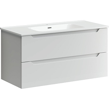 Тумба подвесная SANCOS Norma 2.0 990х450х500, c двумя ящиками оснащенными доводчиками, белый глянец , арт. NR2.100W