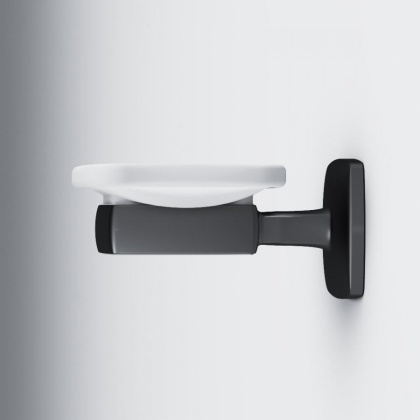 A9034222 Gem, Стеклянная мыльница с настенным держателем, черная A9034222 Gem, Стеклянная мыльница с настенным держателем, черная