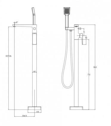 Смеситель для ванны отдельностоящий OMNIRES PARMA PM7433CRB (хром/белый)