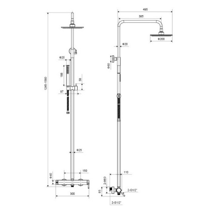Система для душа наружного монтажа EXCELLENT Rain Pi AREX.1281GL (золото) Система для душа наружного монтажа EXCELLENT Rain Pi AREX.1281GL (золото)