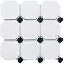 Керамическая мозаика Octagon big White/Black Matt, Geometry