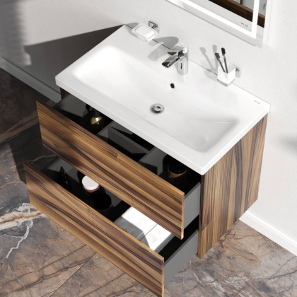 База под раковину, подвесная, 75 см, 2 ящика, орех M90FHX0752HF