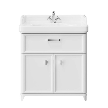 PO.M.80.1\WHT Тумба POMPEI напольная с ящиком и дверцами 80, белая глянцевая PO.M.80.1\WHT Тумба POMPEI напольная с ящиком и дверцами 80, белая глянцевая