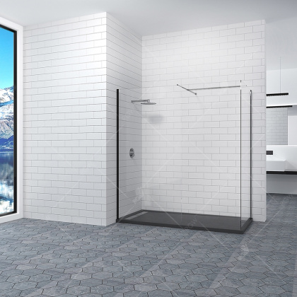 Душевая перегородка RGW Walk In WA-20B 120x90 профиль Черный стекло прозрачное