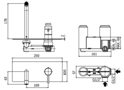 Смеситель для раковины Paffoni Light LIG105ST (с внутренней частью) сталь Смеситель для раковины Paffoni Light LIG105ST (с внутренней частью) сталь