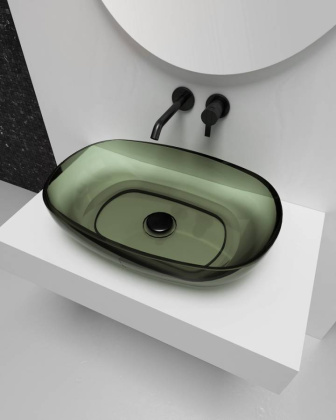 Раковина накладная прозрачная ABBER Kristall AT2805Vesuvian оливковая Раковина накладная прозрачная ABBER Kristall AT2805Vesuvian оливковая