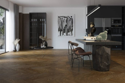 Кварцевый паркет Quartz Parquet Английская Ёлка Дуб Шампань, 33-414, 5/0,6 мм