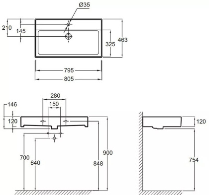 Раковина-столешница 80 СМ VIVIENNE, шт Раковина-столешница 80 СМ VIVIENNE, шт