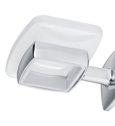 Стеклянная мыльница Gem с настенным держателем, 5х12х10,4 см, белая, A9034200