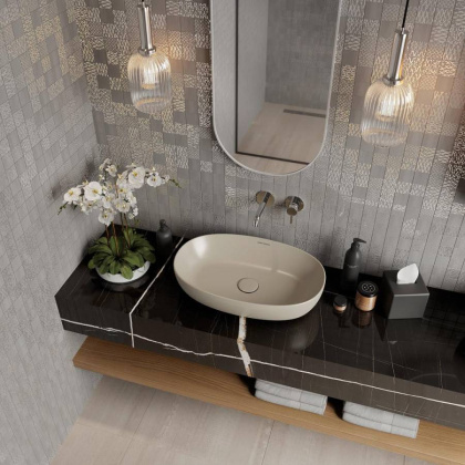 Раковина PLAZA накладная 60, песочный матовый PLR.wb.60\SAN Раковина PLAZA накладная 60, песочный матовый PLR.wb.60\SAN