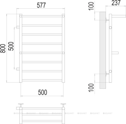 Полотенцесушитель Terminus Анкона П8 500х800 бп500 слева Полотенцесушитель Terminus Анкона П8 500х800 бп500 слева