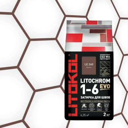 Затирка цементная LITOCHROM 1-6 EVO LE.240 венге 2кг Затирка цементная LITOCHROM 1-6 EVO LE.240 венге 2кг