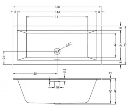 Акриловая ванна Riho Rething Cubic 160x70 Акриловая ванна Riho Rething Cubic 160x70
