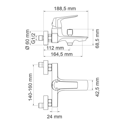 Neime 1901 Смеситель для ванны с коротким изливом Wasserkraft