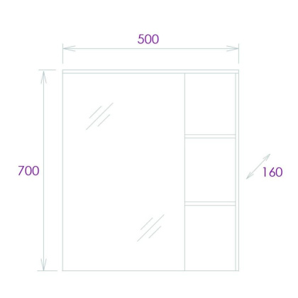 Шкаф-зеркало Onika Легран 50 дуб галифакс, универсальный Шкаф-зеркало Onika Легран 50 дуб галифакс, универсальный