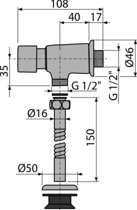 Кнопочный сливной вентиль для писсуара