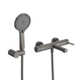 RELAX-VD-GM Смеситель для ванны и душа однорычажный в комплекте с ручным душем, шлангом и держателем, оружейная сталь