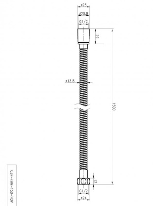 CZR-FMM-120-NOP Гибкий шланг металлизированный, длина 1,2 м, чёрный матовый CZR-FMM-120-NOP Гибкий шланг металлизированный, длина 1,2 м, чёрный матовый