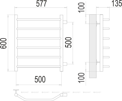 Полотенцесушитель Terminus Виктория П6 500х600 бп500 Полотенцесушитель Terminus Виктория П6 500х600 бп500