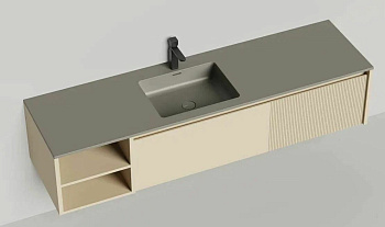 Подвесная тумба Domino 1800, эмаль, с открытой полкой, под встраиваемую раковину