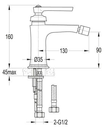 LIBERTY-F-BS-01-W0 Смеситель для биде,без донного клапана Цвет Хром  LIBERTY-F-BS-01-W0 Смеситель для биде,без донного клапана Цвет Хром