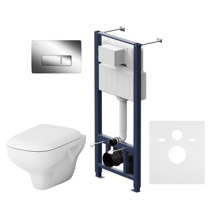 IS48051.801700 Инсталляция с клавишей Pro M глянец. Хром с подвесным унитазом Like FlashClean с сид м/л