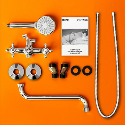D6095000 Vintage двухзахватный Смеситель Для ванны и душа с универсальным изливом и душевым набором D6095000 Vintage двухзахватный Смеситель Для ванны и душа с универсальным изливом и душевым набором