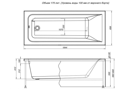 Акриловая ванна Aquanet Bright 165х70 229217 Акриловая ванна Aquanet Bright 165х70 229217