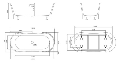Акриловая ванна BELBAGNO BB406-1650-730 Акриловая ванна BELBAGNO BB406-1650-730