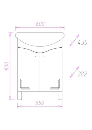 Тумба Onika Лада 60 напольная, белая (ум. Эллада 60)
