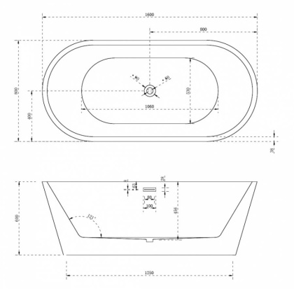 Акриловая ванна Abber 160х80 AB9203-1.6 Акриловая ванна Abber 160х80 AB9203-1.6