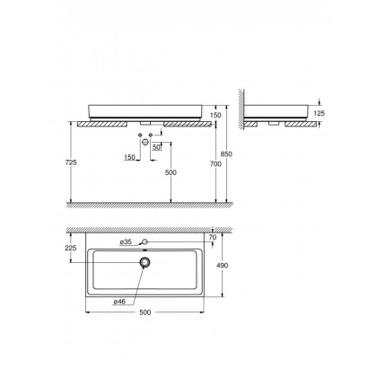 Раковина накладная, 50 см, GROHE Cube Ceramic, альпин-белый, (3947800H)