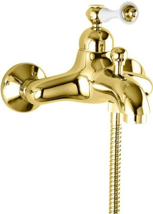 MARGOT-VM-03/24-Bi Смеситель для ванны и душа золото, ручка белая