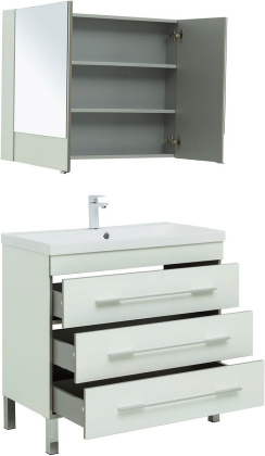 Комплект мебели для ванной Aquanet Верона 90 белый (напольный 3 ящика) Комплект мебели для ванной Aquanet Верона 90 белый (напольный 3 ящика)