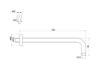 Держатель верхнего душа настенный 350 мм AQUATEK AQ2174CR 