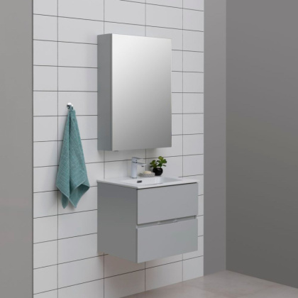 Тумба с раковиной Aquanet Алвита New 60 2 ящика, серый