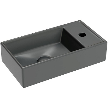 Умывальник подвесной прямоугольный (чаша слева, отверстие под смеситель справа) цвет темный антрацит матовый Element 407*217*100